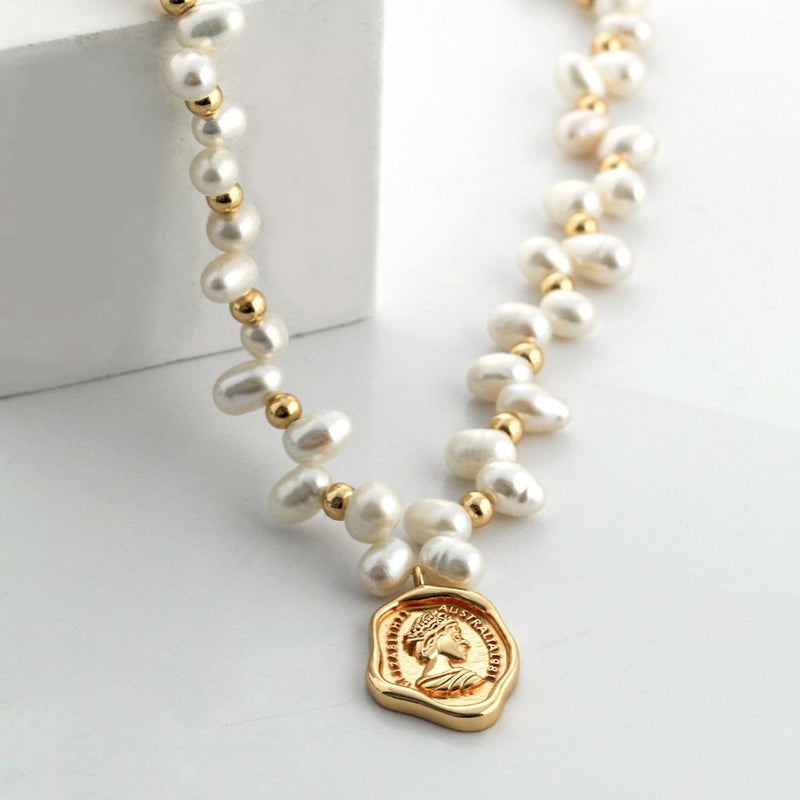 Medallion Necklaces, Pearl Bead Necklace｜EWOOXY