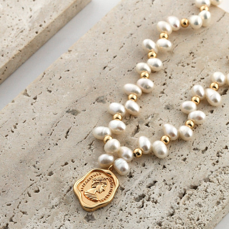 Medallion Necklaces, Pearl Bead Necklace｜EWOOXY