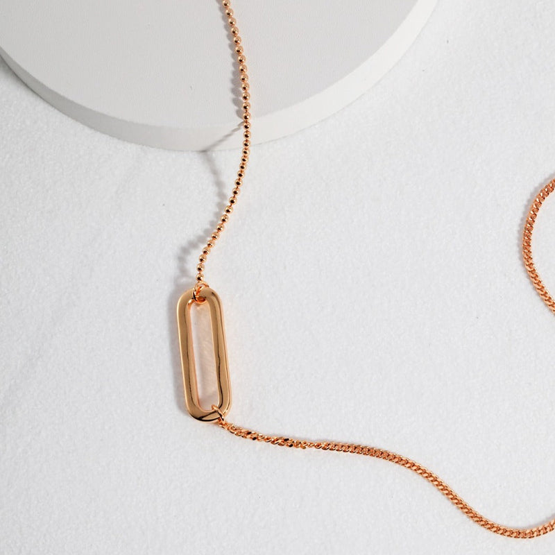 Paperclip Necklace, Gold Plated Necklace | EWOOXY