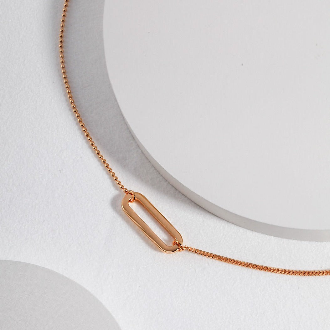 Paperclip Necklace, Gold Plated Necklace | EWOOXY