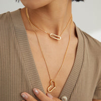 Paperclip Necklace, Gold Plated Necklace | EWOOXY