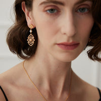 Pearl Earrings, Flower Earrings, Dangle Earrings | EWOOXY