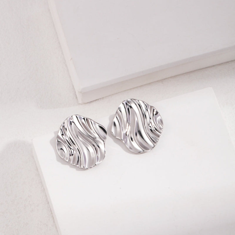 Wave Design, Minimalist Fashion, Sterling Silver Earrings | EWOOXY