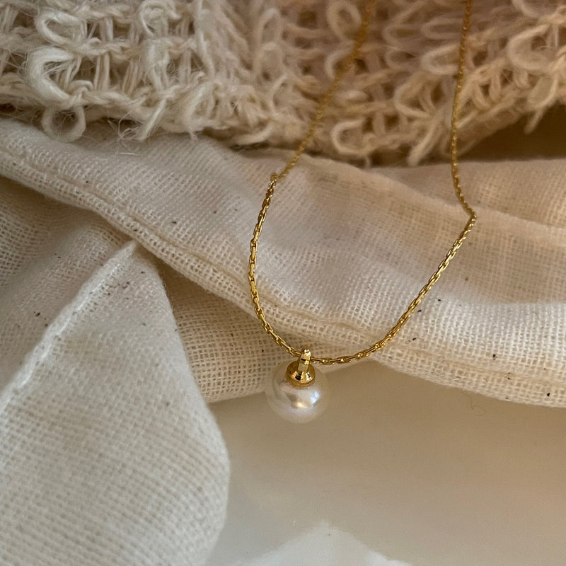 Steamed Bun Shape Pendant, Real Pearl Necklace | EWOOXY