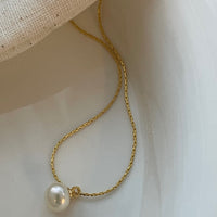 Steamed Bun Shape Pendant, Real Pearl Necklace | EWOOXY