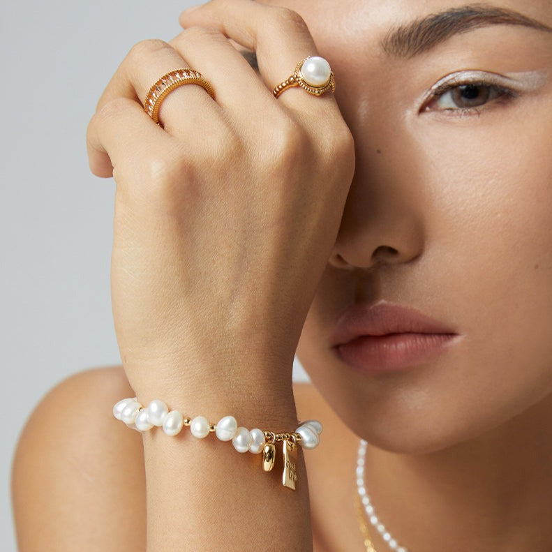 Bracelet with a Pearl, Pearl Bracelet for Women, Silver Pearl Bracelet | EWOOXY