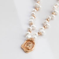 Medallion Necklaces, Pearl Bead Necklace｜EWOOXY