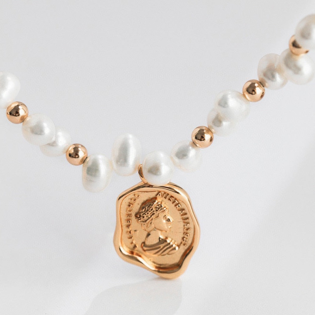 Medallion Necklaces, Pearl Bead Necklace｜EWOOXY