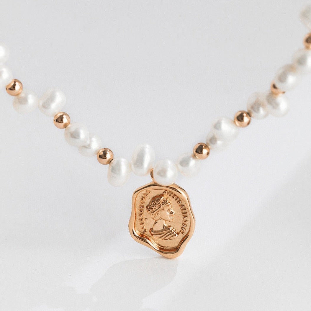 Medallion Necklaces, Pearl Bead Necklace｜EWOOXY