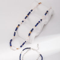 Lapis Lazuli Jewelry, Real Pearl Necklace, Layered Necklace | EWOOXY