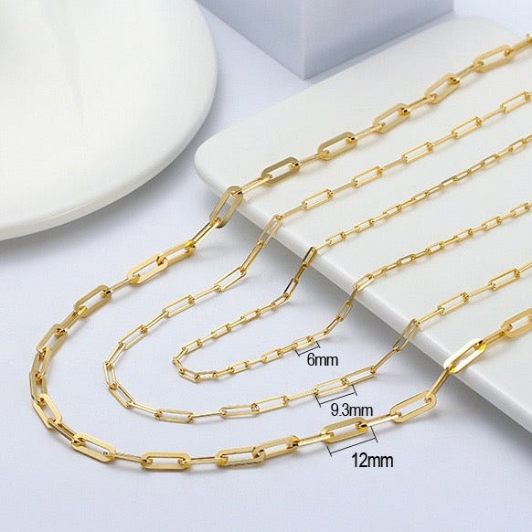 Paperclip Necklace, Paperclip Chain Necklace, 14K Gold Plated | EWOOXY