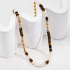 Birthstone Necklace with Tiger's Eye Stone, Real Pearl Necklace for Women | EWOOXY