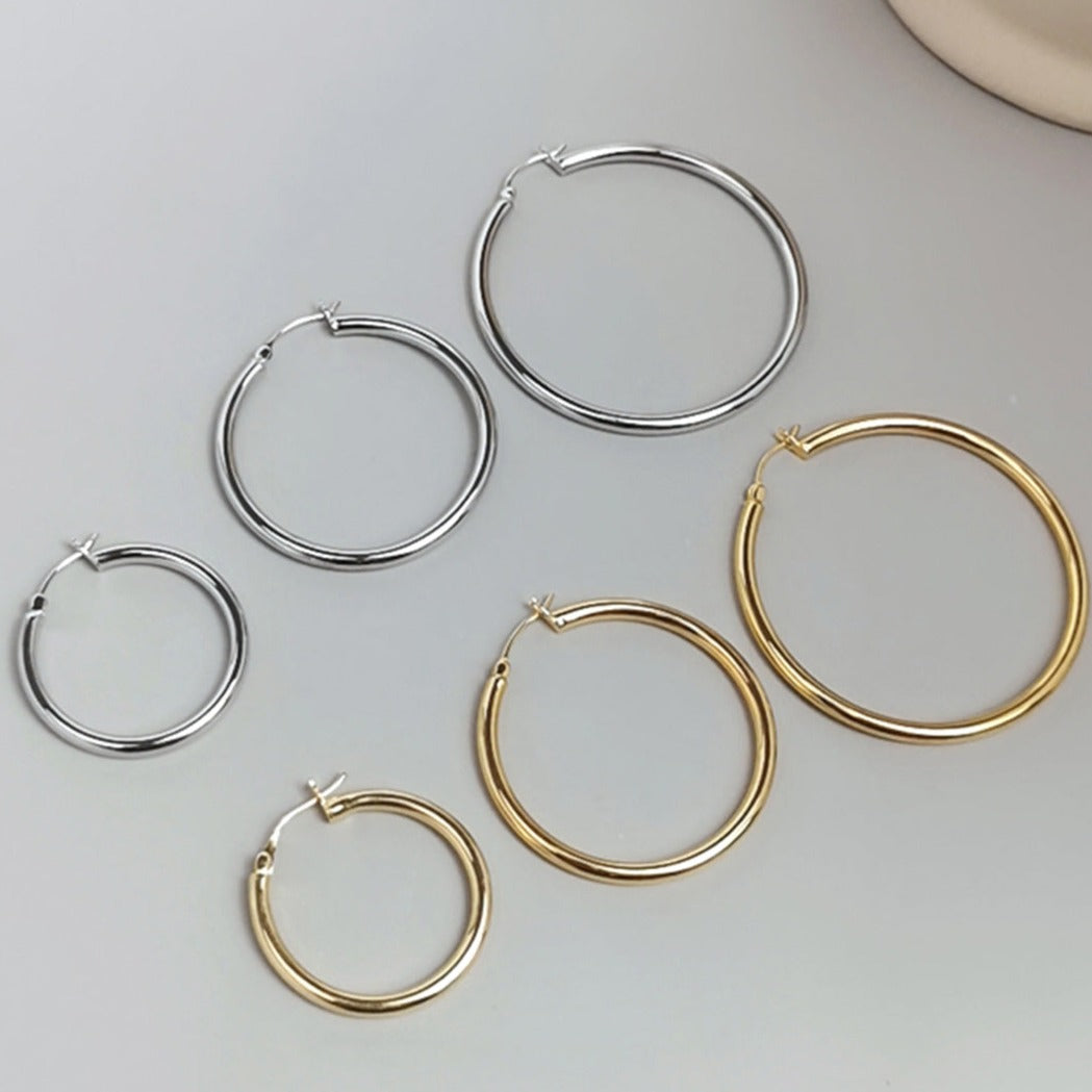 Silver Hoop Earrings, Silver Hoops, Circle Earrings in Sterling Silver | EWOOXY