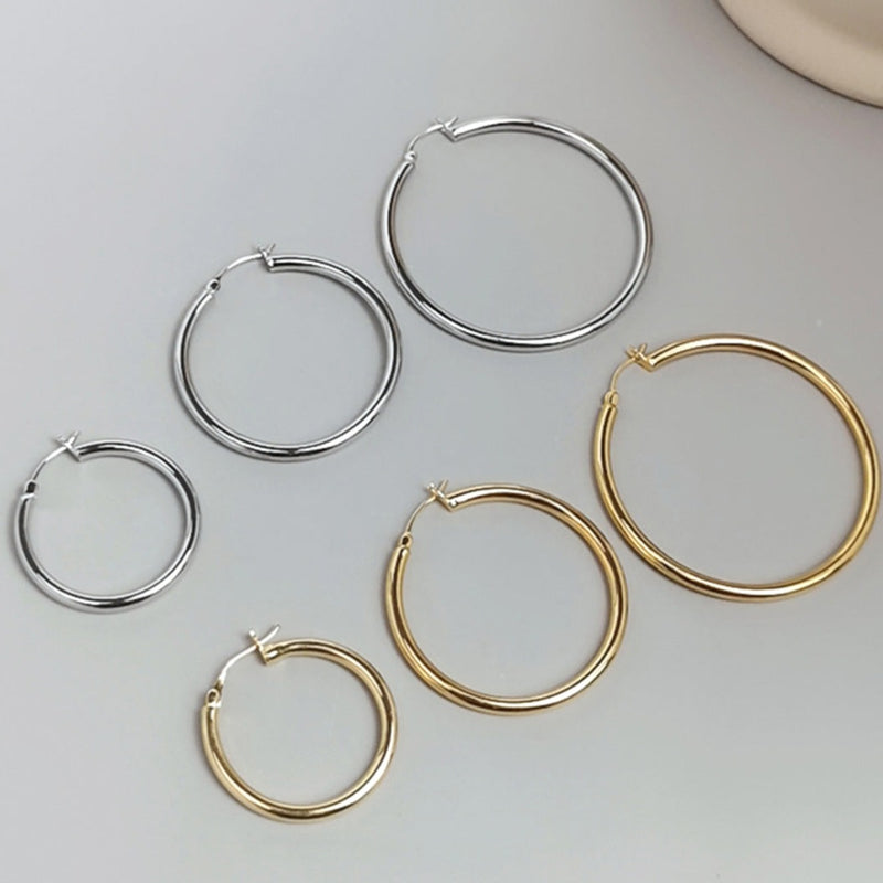 Silver Hoop Earrings, Silver Hoops, Circle Earrings in Sterling Silver | EWOOXY