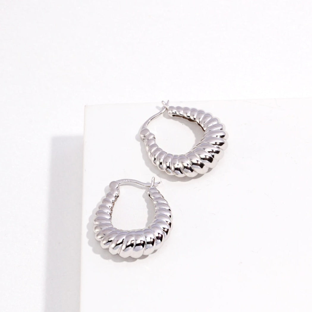 High Quality Stylish Earrings in Sterling Silver, Hoop Earrings | EWOOXY