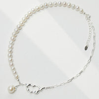 Silver Pearl Necklace, Pearl Jewelry Set | EWOOXY