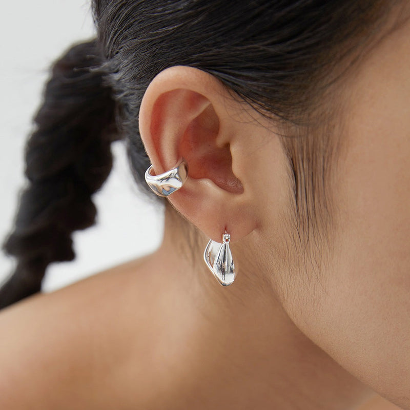 Hoop Earrings, U Shaped Sterling Silver Earrings | EWOOXY