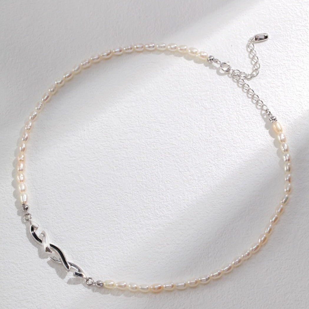 Sterling Silver Pearl Necklace, Layered Necklace | EWOOXY