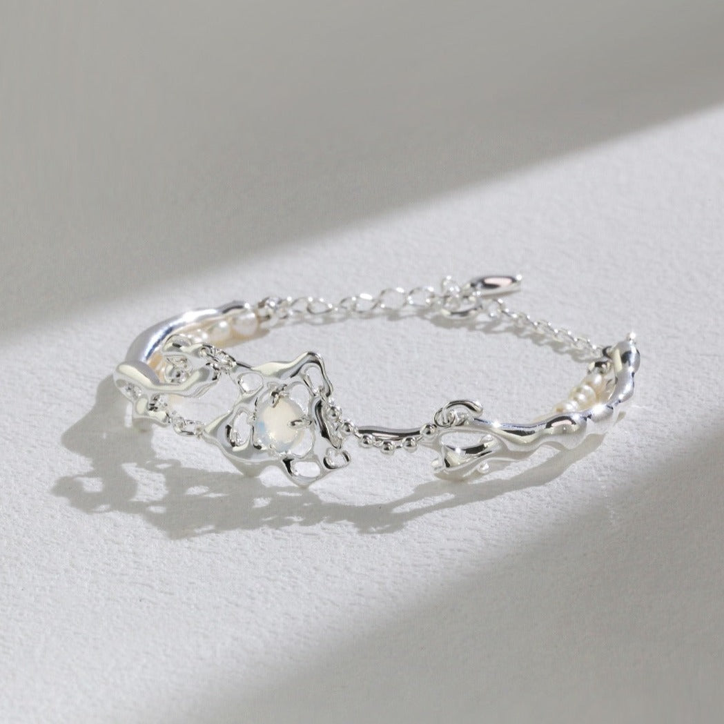 Opal Bracelet, Pearl Bracelet Women, Sterling Silver Bracelet | EWOOXY
