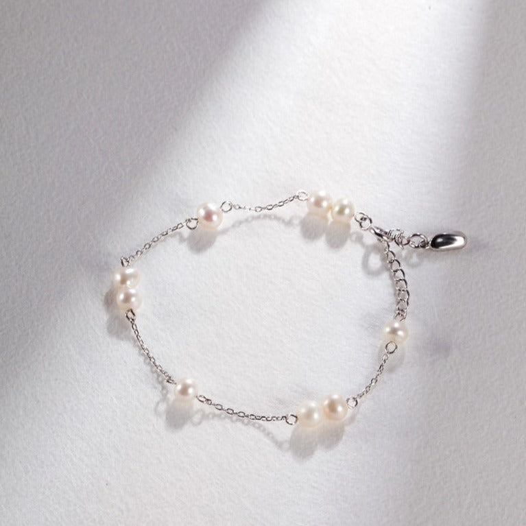 Sterling Silver Pearl Necklace, White Pearl Necklace | EWOOXY